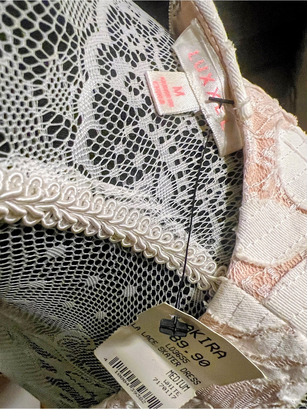 AKIRA Lace Skater Dress in Blush and White - Picture 3 of 7